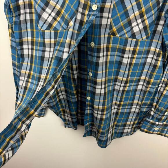 Ralph Lauren Denim & Supply Womens Utility Blue Yellow Plaid Button Down Shirt L - Picture 4 of 11
